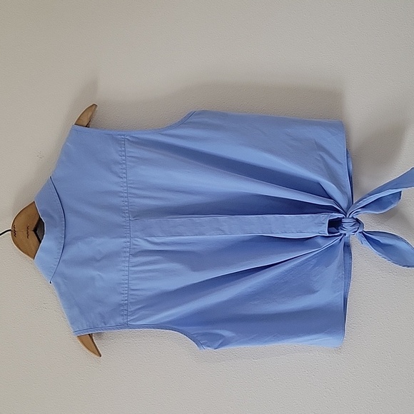 Milly Light Blue Sleeveless Button Down Shirt Tie Back Size 6 - Picture 4 of 9